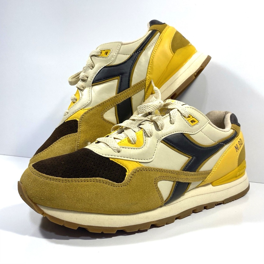 Diadora N-92 Mens Size 9.5 Marzipan Chocolate Brown Beige Yellow Tan Gum